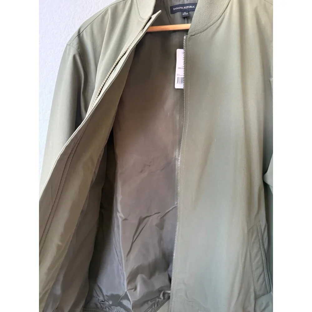 Banana‎ Republic Mens Olive Green Bomber Jacket Size XL NWT Lightweight Full Zip